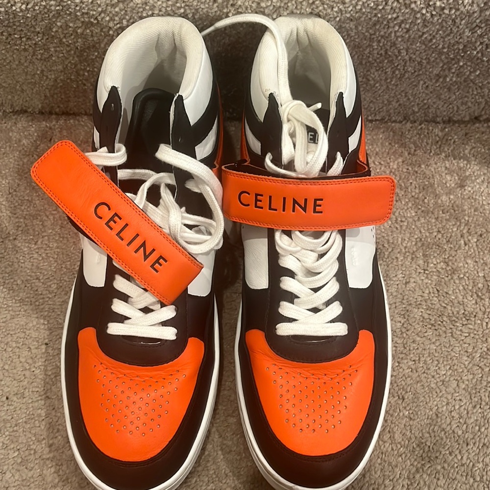 Celine high top black orange white Authentic